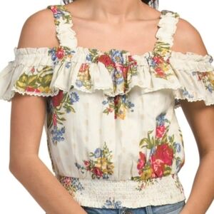 House of Harlow 1960 Floral Off The Shoulder Top Size XS